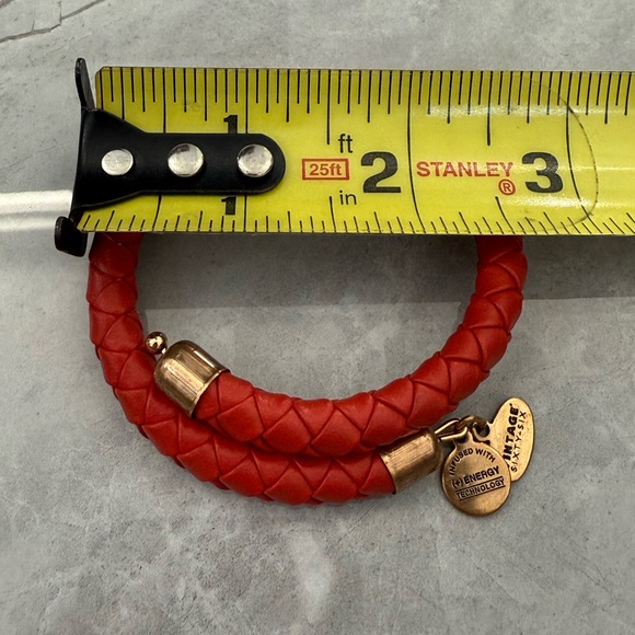 Vintage Sixty-Six Alex And Ani Red Braided Leather Wrap Bracelet - Picture 7 of 7